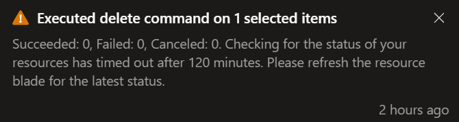 SpZBlu's tweet photo. This is what I love about @azure: 120 minutes to delete.. nm.. we are just going to let it it there forever.... https://t.co/wUs4HeWi9J