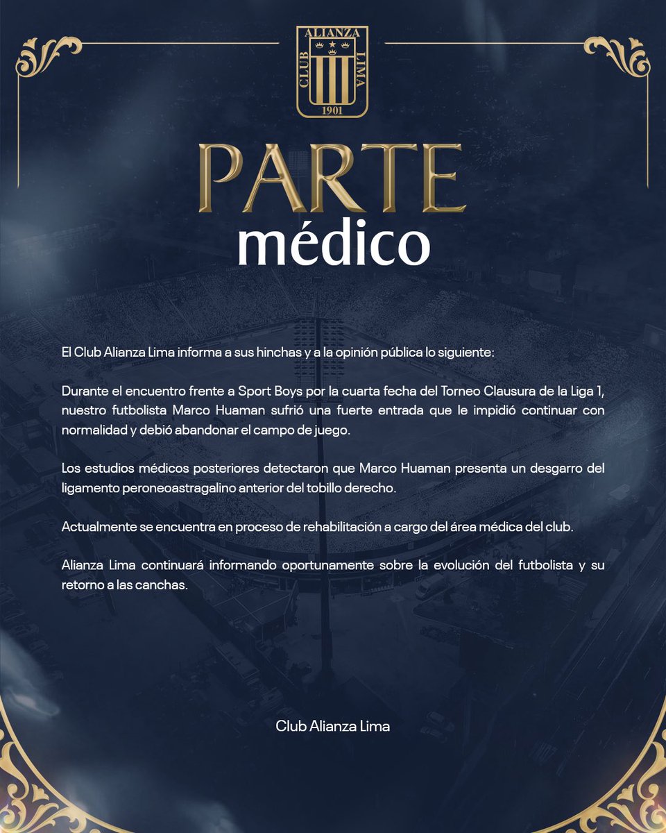 ClubALoficial's tweet photo. 🩺 𝐏𝐚𝐫𝐭𝐞 𝐦𝐞́𝐝𝐢𝐜𝐨. https://t.co/FjTQ0u208w