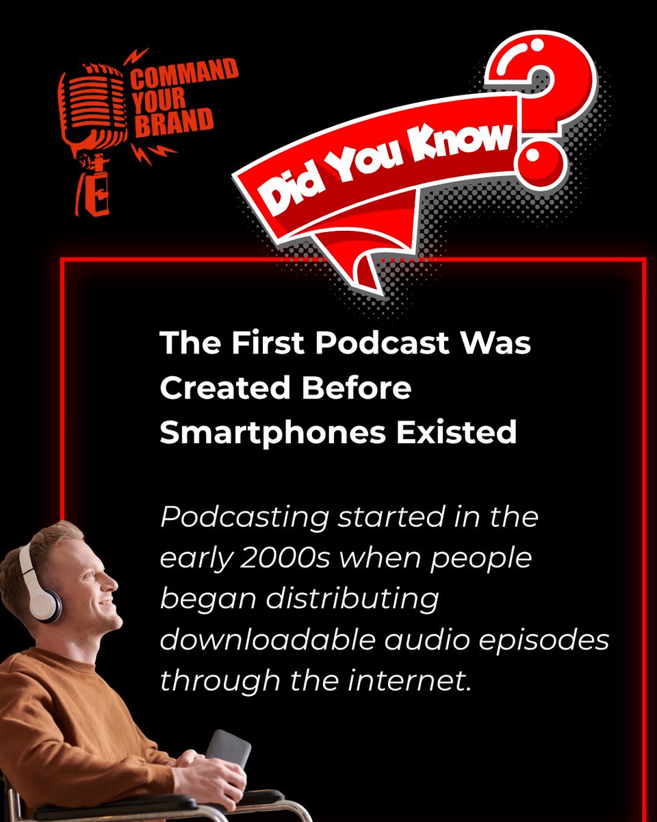 CYBMedia's tweet photo. Did you know?
Podcasting existed before smartphones.
It started in the early 2000s, when people downloaded audio episodes from the internet, long before streaming became part of everyday life.
Follow us for more podcast PR insights and podcast trivia.
#PodcastTrivia #PodcastPR #DidYouKnow