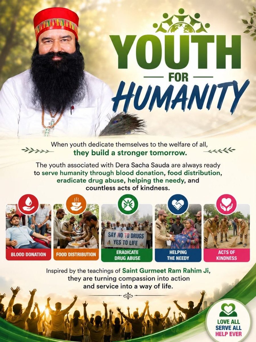 __iMSanDeep's tweet photo. Youth not only changes the future of any country but also its present and future the power to change. Saint Dr Gurmeet Ram Rahim Ji DEPTH has launched several campaigns to bring positive energy among the youth.
#InternationalYouthDay2026
#InternationalYouthDay https://t.co/N4GyX1RO8r