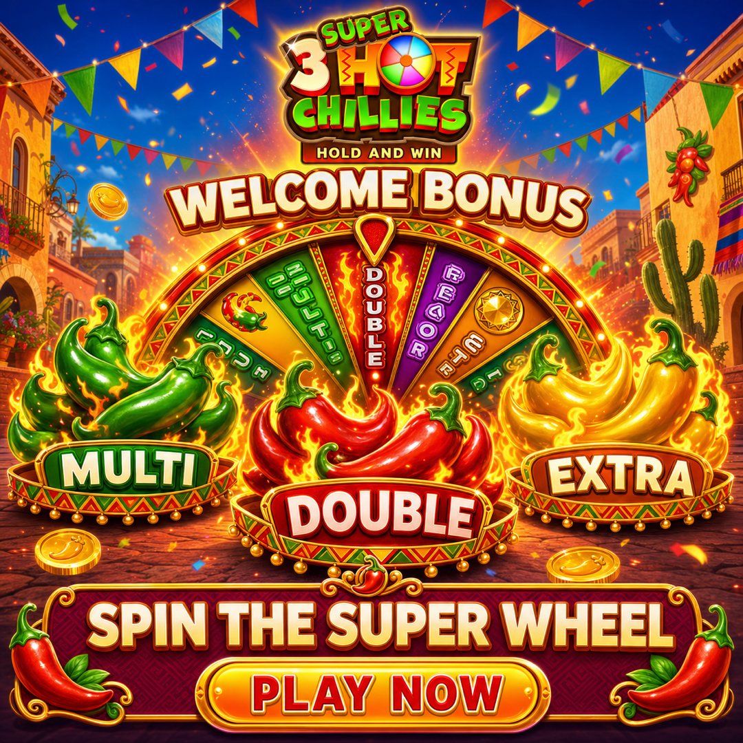 Spinbison's tweet photo. 🌶️ Things are heating up at JackpotMesa!

Discover the colorful Super 3 Hot Chillies wheel and explore a fiery new experience packed with festive energy. 🔥🎡

Take a look:
https://t.co/GmqbxZGFY7
#JackpotMesa #OnlineGames #GamingCommunity https://t.co/ir4qWe4Bzt