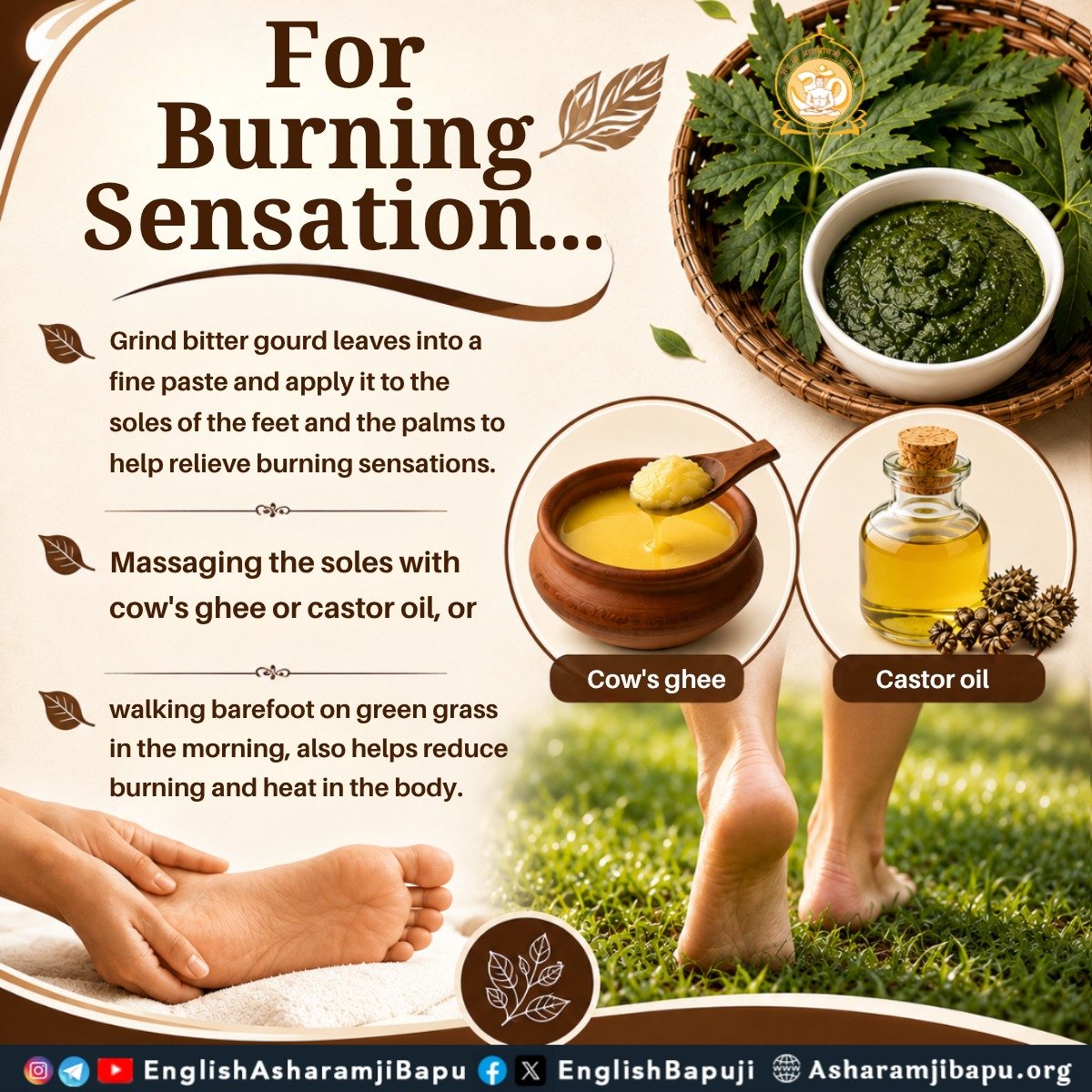EnglishBapuji's tweet photo. For Burning Sensation...
#SantShriAsharamjiBapu
#SantShriAsharamjiAshram
#BurningSensation
#NaturalRemedies
#AyurvedaTips
#HomeRemedies https://t.co/Fzy1ZSH75X