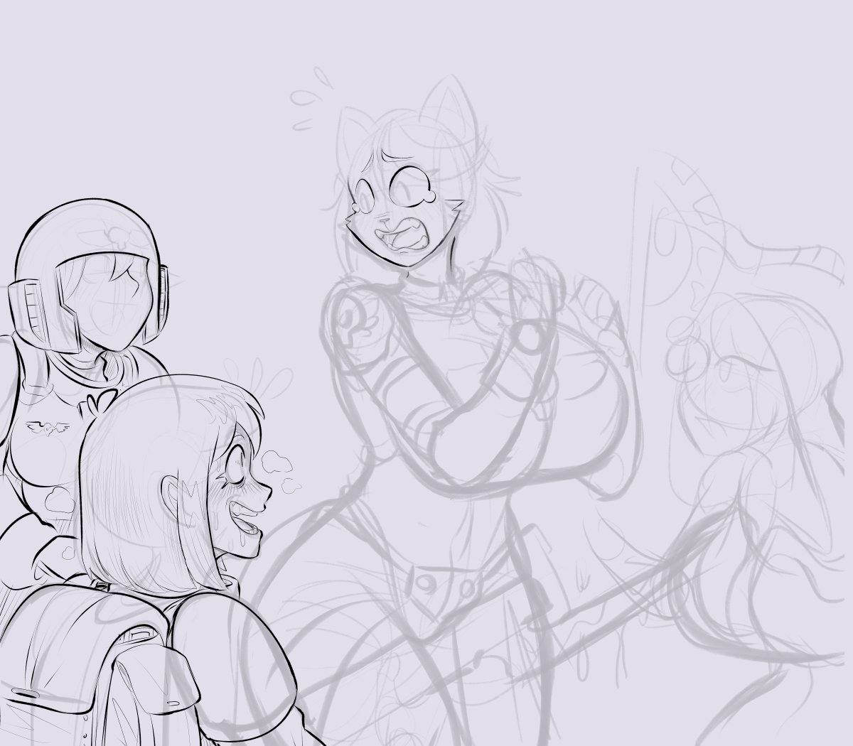 fishmandraws's tweet photo. Some request WIPs and a sumo goblin (Don't ask me how he became yokozuna) 
Been caught up with irl work stuff and commissions, but we'll be back to our regularly scheduled risque 40k art soon. https://t.co/lnXUKh7QfY