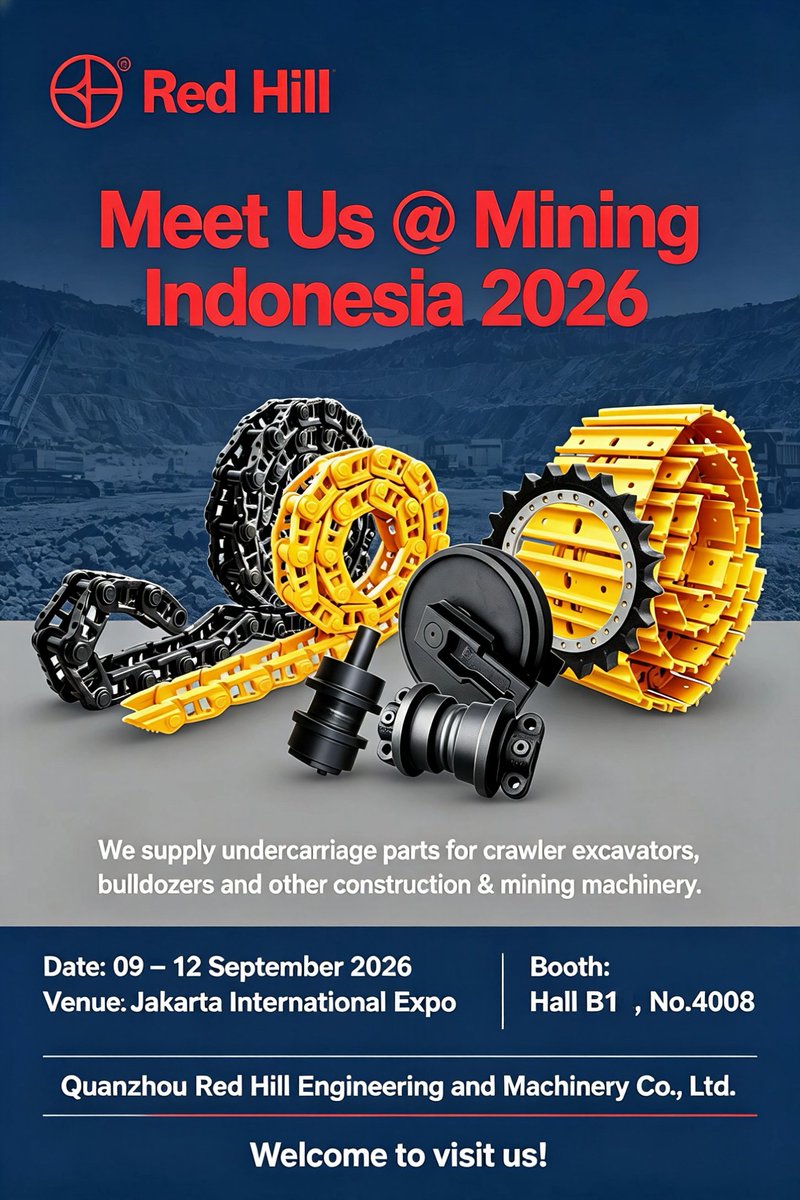 ShirleyFu19's tweet photo. Dear friends &amp; industry partners,
We are delighted to attend Mining Indonesia 2026 in Jakarta.
Red Hill provides durable undercarriage parts for excavators, bulldozers and mining machinery.
We look forward to meeting you face to face and exploring business opportunities together! https://t.co/TdxU6m8xQW
