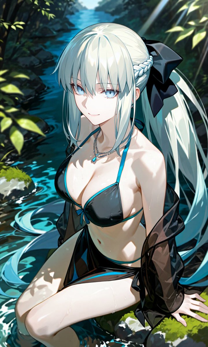 Eylaukoubou's tweet photo. モルガン
夏の清流でひと休み
#FGO https://t.co/O584thmKjj