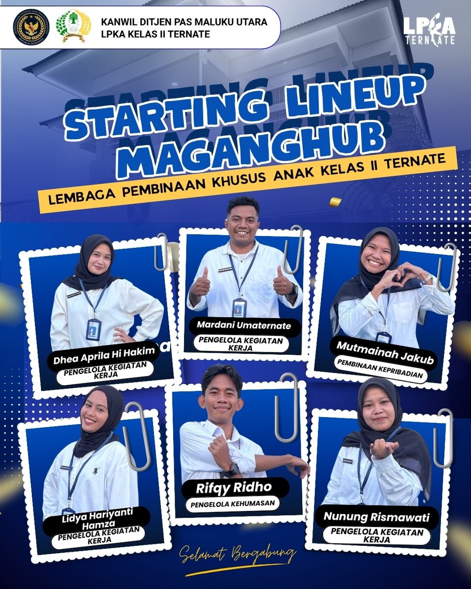 lpkaternate_'s tweet photo. SELAMAT BERGABUNG MAGANGHUB BATCH I ANGKATAN II TAHUN 2026 DI LPKA KELAS II TERNATE https://t.co/VLccFlHlmb