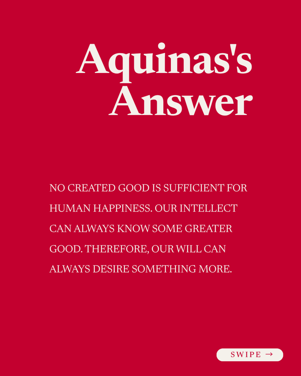 CredoMagazine's tweet photo. A Page from the Summa.

Can anything in this world make us truly happy? Aquinas says no, not because created goods are bad, but because they cannot bear the weight of our final happiness.

We were made for God.

If you would like to learn more about Aquinas’s teaching, join Fr. Dominic Legge, O.P., and Matthew Barrett at the inaugural Aquinas KC conference on October 17 as we explore The Happy Life—Human Flourishing and the Search for God.

Register today at https://t.co/XHxDG6CeGC