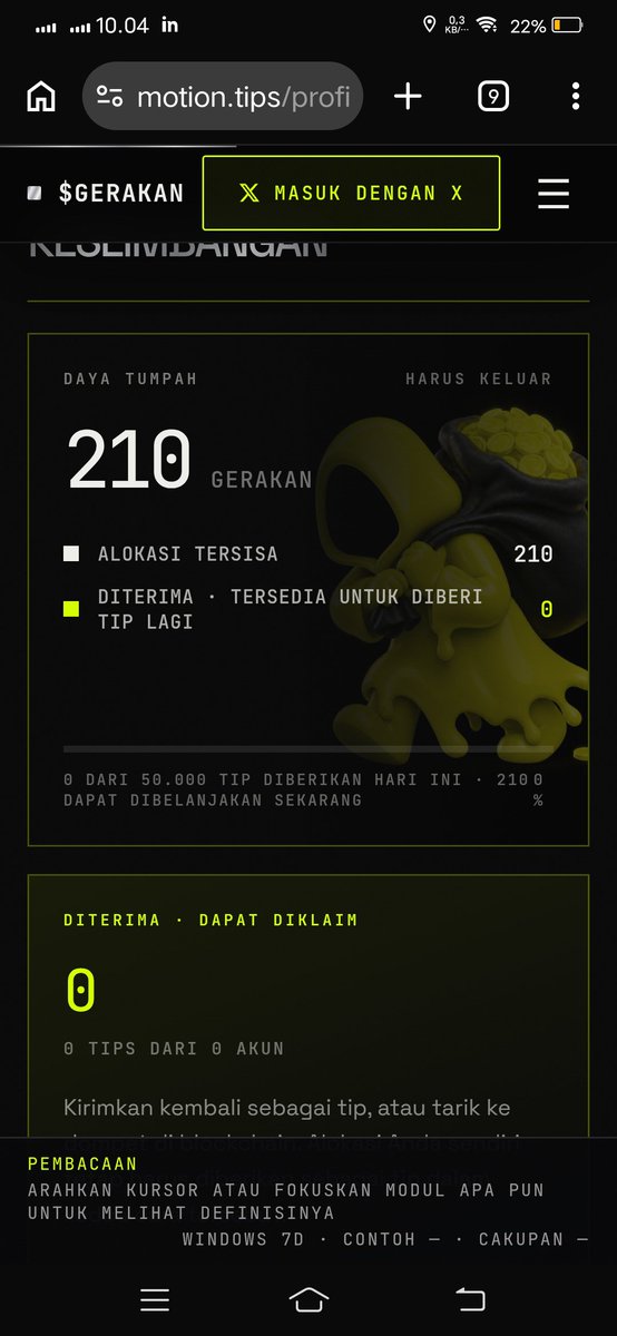 Gambare23's tweet photo. Cara Tip??? $MOTION 

mari coba lihat apakah kamu punya alokasi: 
1. pergi ke https://t.co/6NFFroiiOg 
2. login dengan x 
3. cukup gulir dan kamu akan melihat Saldo 
4. cukup komentar "@tipmotion 10-100  " ke builder, creator, atau postingan yang kamu sukai.

Ayo rajin https://t.co/x7IJ3xs6za