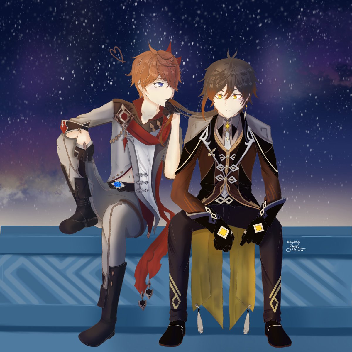 _sayakathc's tweet photo. [Flashback Artwork] 鍾離×タルタリヤ from 原神 Genshin Impact
#原神 #GenshinImpact #鍾タル https://t.co/QnG0l90hwt