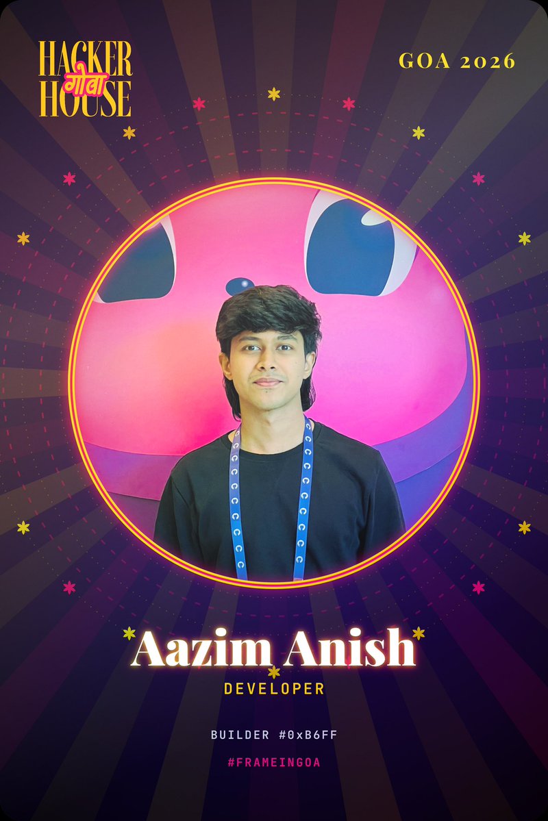 afthaabb's tweet photo. Built the #FrameInGoa generator for Hacker House Goa 2026 🌴
Late to the party but fully locked in.
Did the last HH Goa, not gonna miss this one.
your personalized HH Goa pass in seconds no login, no signup.
Try it here⬇️
https://t.co/pahO59Rd2I
#FrameInGoa #HHG #BuildInPublic https://t.co/zXLo4tJxX1