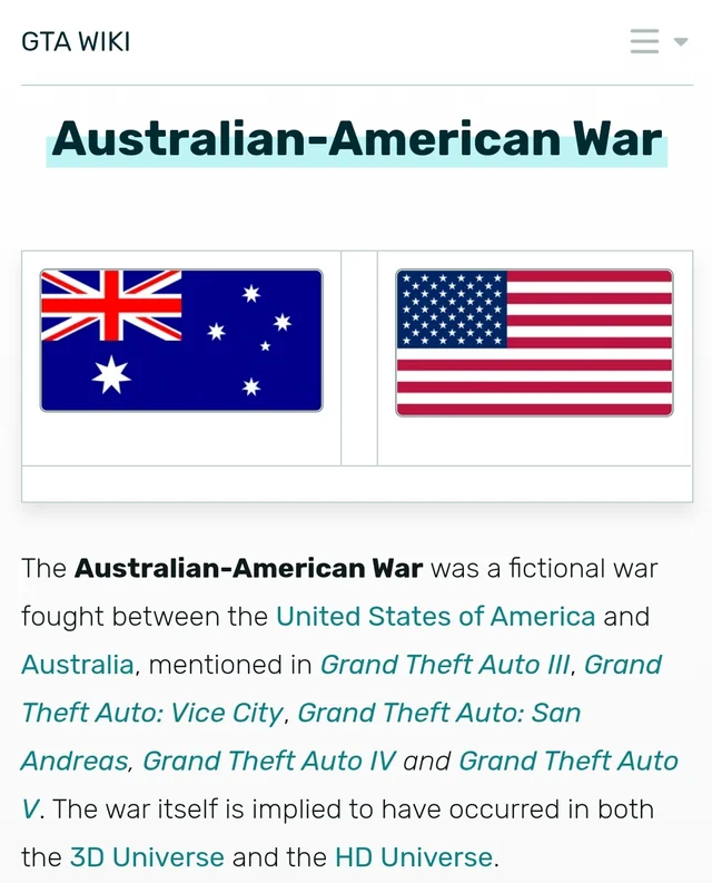 Ryehatestwt's tweet photo. the australian american war in gta https://t.co/6AzSTyFnnU