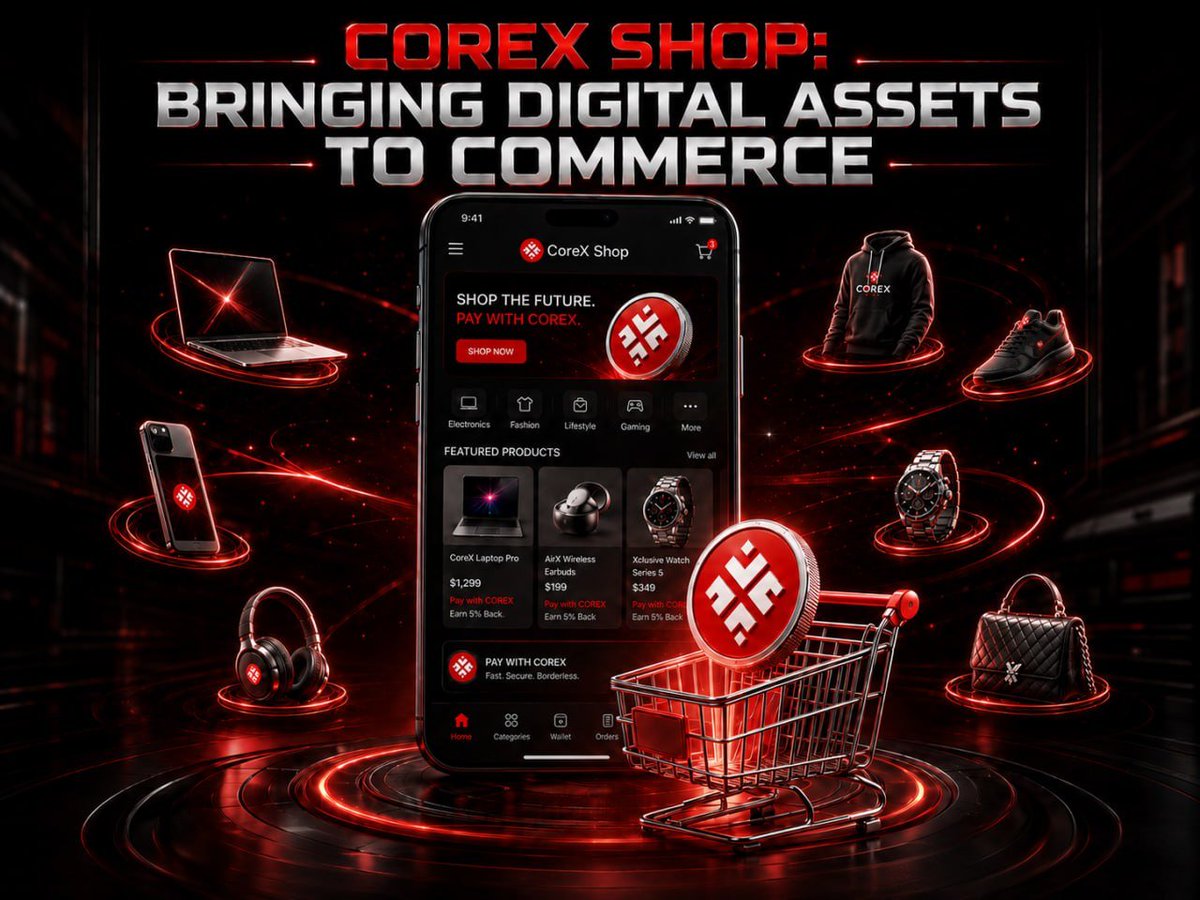 CorexCenter's tweet photo. COREX SHOP: BRINGING DIGITAL ASSETS TO COMMERCE

What if your digital assets could buy real-world goods directly? CoreX Shop connects digital asset holders with top merchants across electronics, fashion, and lifestyle. Bridging Web3 to everyday retail. Discover CoreX Shop!

#CoreX #CoreXShop #CryptoECommerce #DigitalShopping #CRX #Web3Commerce #RetailTech