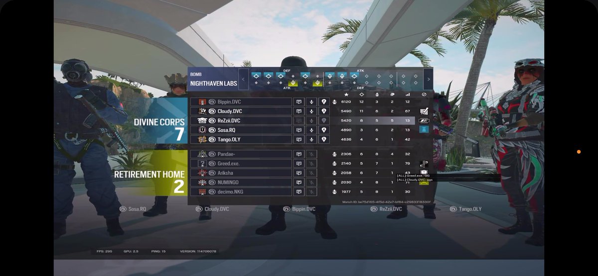 DivineCorpesp's tweet photo. Huge win tonight from the boys in RXL against Retirement Home. GG’s to them, let’s keep climbing fellas!

@RZzii91662 
@Bippinese 
@CloudyR6_ 
@Tango_SZN 
@SosaInTheAudi https://t.co/PYxgQd7xDb