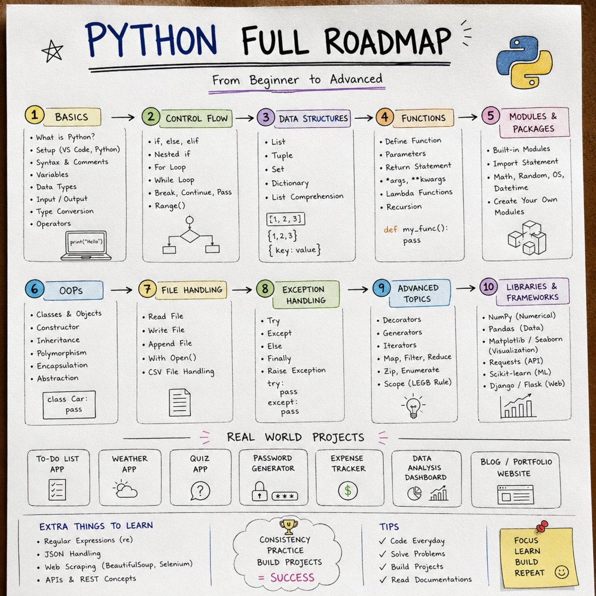 ThePythonDailyz's tweet photo. Python full road map🗺️ https://t.co/1jdh5DIpBE