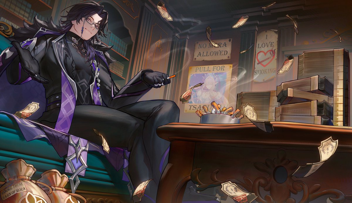 srro_yo's tweet photo. Travelers, Welcome to Snezhnaya! Before you enter, I’ll kindly take all your Mora and, in exchange, with these Credit Coupons #Pantalone #NowSnezhnaya #GenshinImpact https://t.co/c4Vvn3ElyS