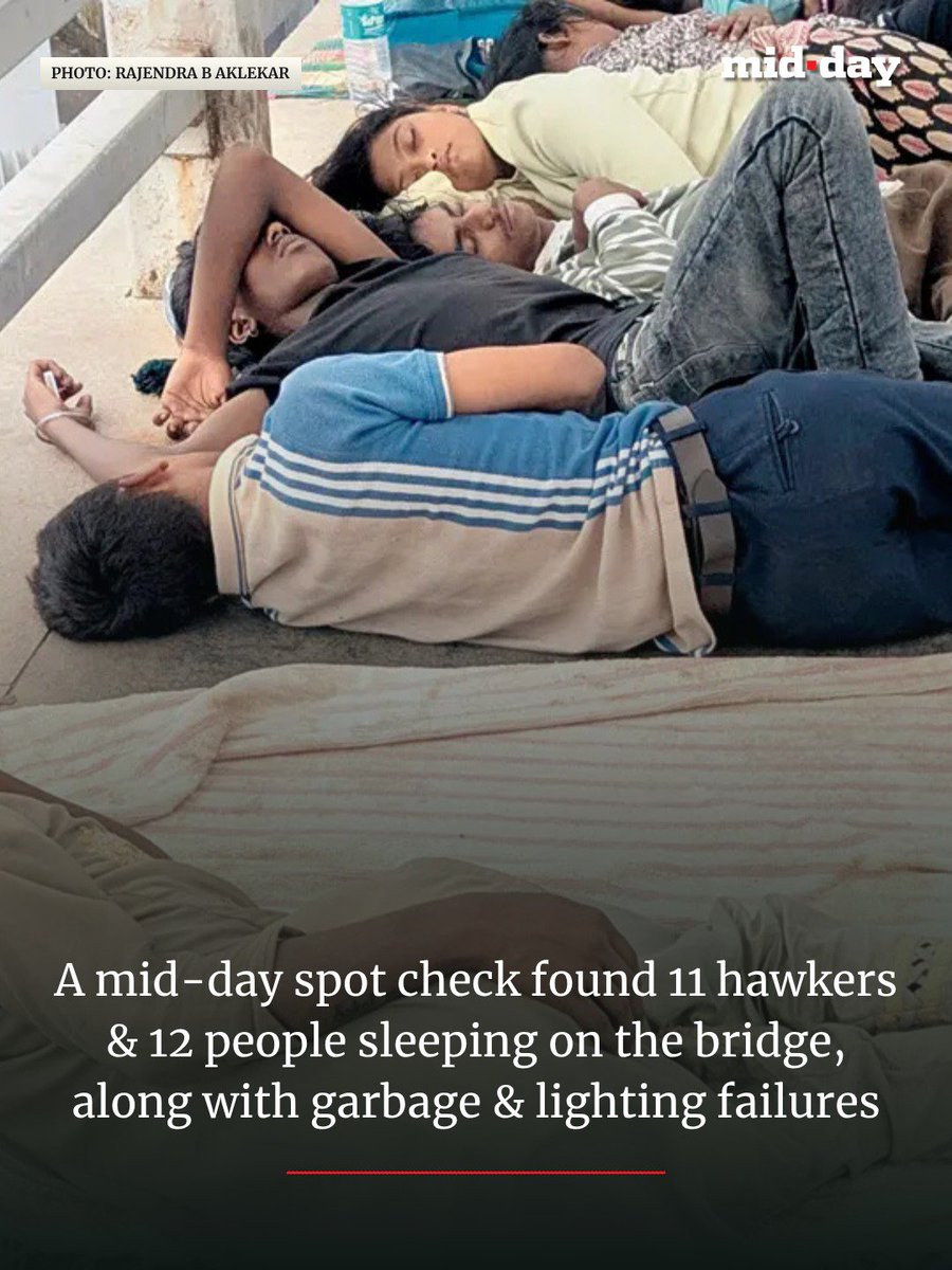 mid_day's tweet photo. Barely seven months after the Bandra East skywalk was completed, commuters say the 680-metre pedestrian bridge has begun showing signs of neglect, with hawkers, homeless people, garbage and occasional lighting failures becoming a regular sight.

✍🏻: Sarthak Mehta

Read more: https://t.co/rOVM00mCB3