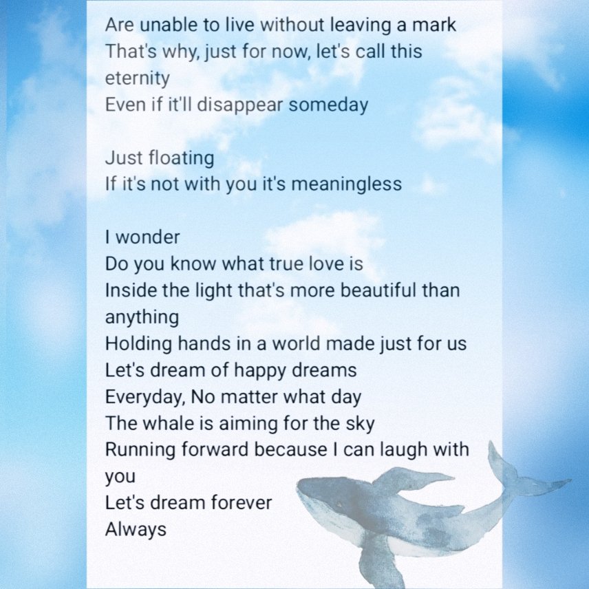 reina_el6's tweet photo. くじらの夢 - JIL 

Dreaming of Whales - JIL

°•~English Translation~•°

The song which told his thanks and perspective, towards his fans
A perfect description of Jil-san 🤍

Stream it from here: https://t.co/Ula5Gggebb

#みそJIL #EL6 https://t.co/1YXXBfklwT