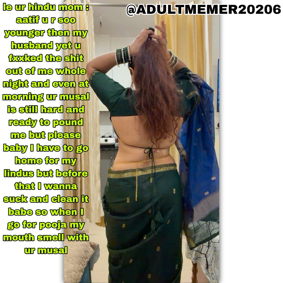 ADULTMEMER2026's tweet photo. That's what's ur mom's wearing as I tore up her bhagwa saree last night and gifted her this green saree but I think she doesn't want to leave looser.
#mbull #mbulls #mbullsupremacy #mbull4hslut #hslut #hcow #hinduraand #musal #musalled #fuck #sex #chudai #MNWO #santani #sanskari https://t.co/GIpbqXGlQO