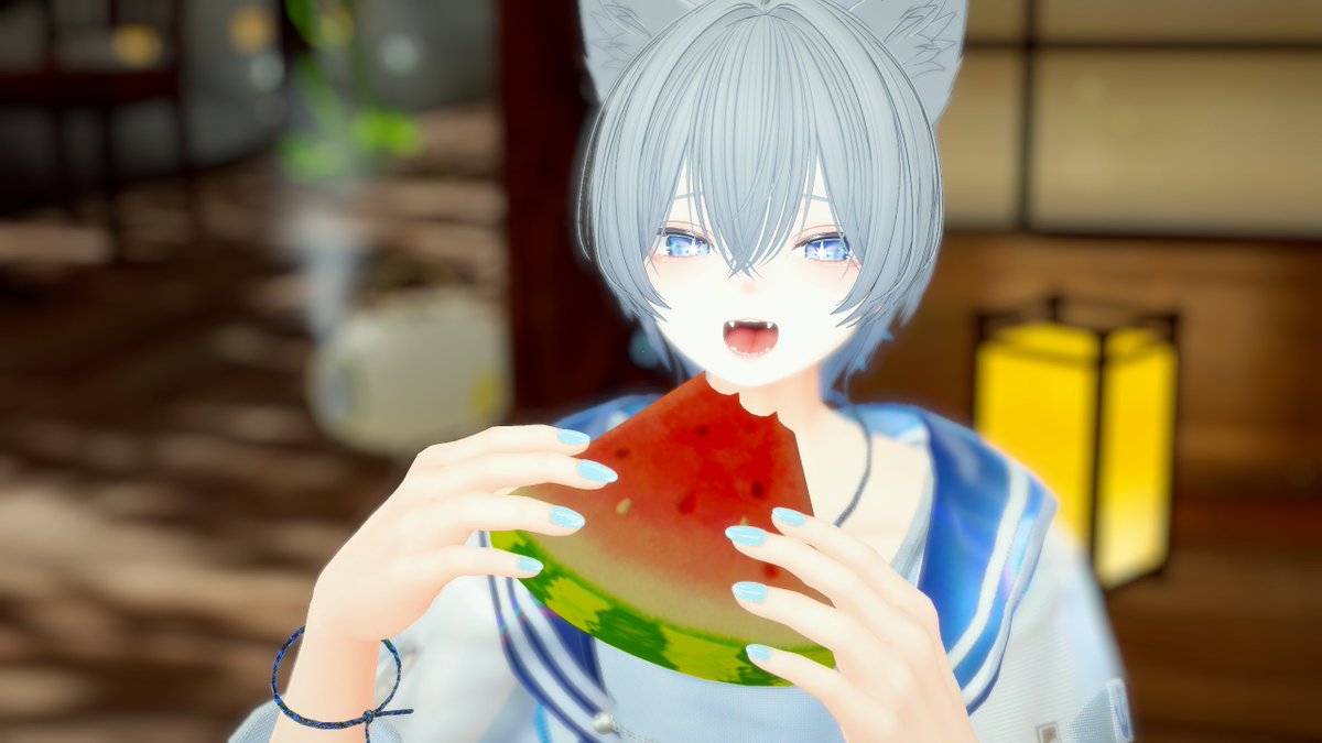 nacl_VRC's tweet photo. スイカおいし〜!
#彼方3D https://t.co/GDZN0Giw2w