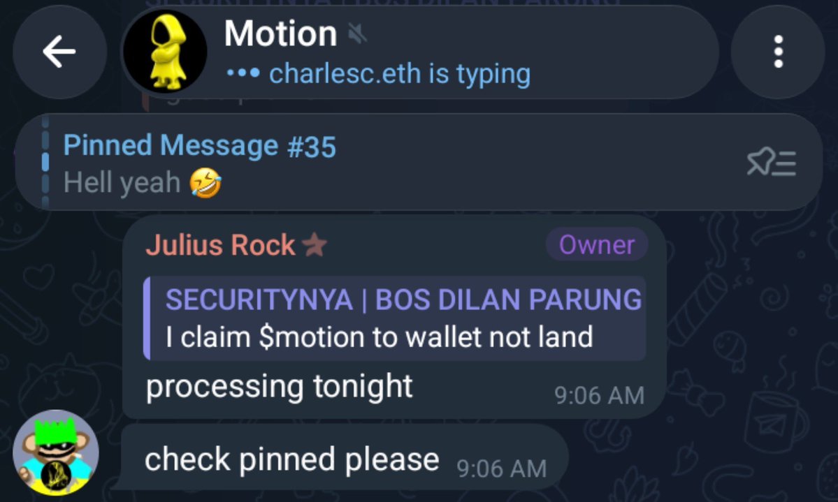 riotonchain's tweet photo. for anyone who withdrew $MOTION but hasn’t received it yet, an admin in the @motiontip @tipmotion telegram said it’ll be processed overnight. not sure what timezone tho.

https://t.co/SfuelGJzGo also doesn’t show a txh, probably because withdrawals are still paused. https://t.co/X2vzoacwdX