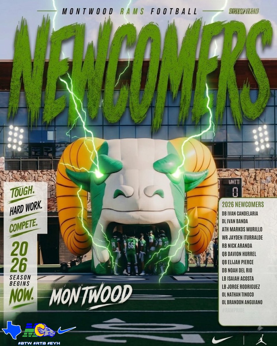 RecruitTheRams's tweet photo. Look out for new faces contributing to the 2026-27 @MontwoodFB !! Can’t wait to get to it!
@Coachrangel_MHS @MontwoodHS @Lucero_SliderMS @GardinerKlay
#EYH #RepDaBrand #Revenant https://t.co/tS3l0Erpks
