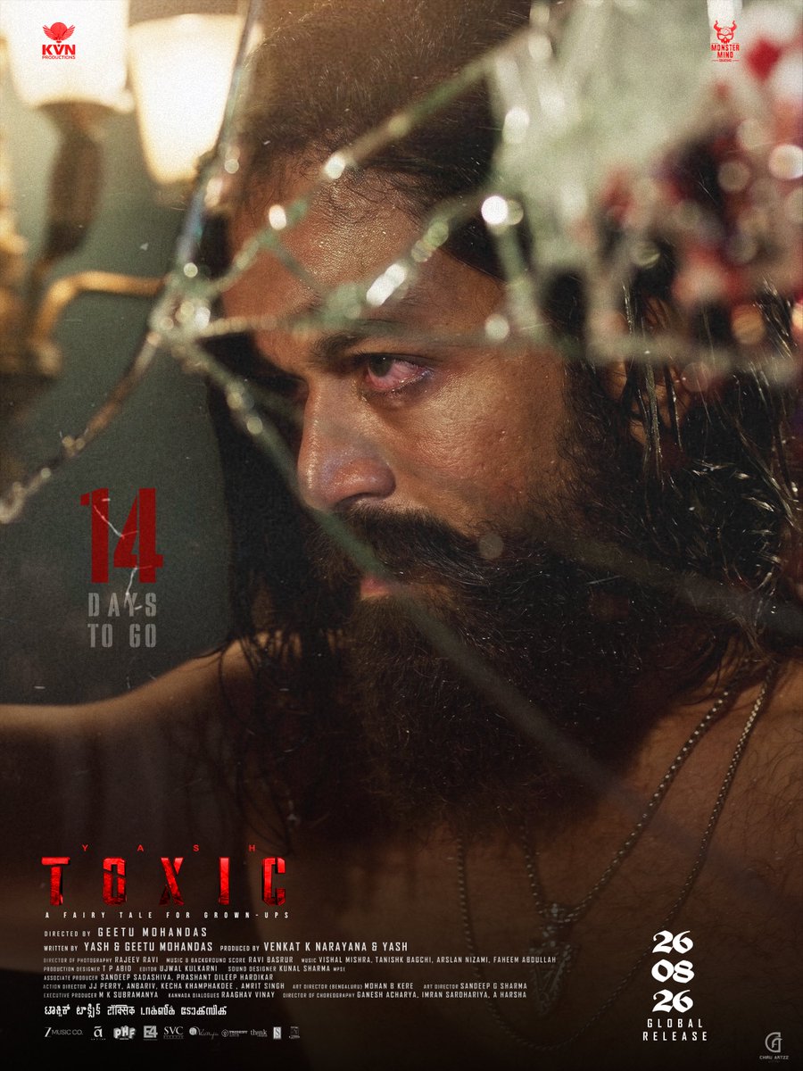 ChiruArtzz's tweet photo. Some wounds don't bleed.
They turn you TOXIC.
14 DAYS TO GO. 🩸

#Toxic In Cinemas Worldwide from 26-08-2026

#ToxicTheMovie
#ToxicOn26thAug #yash
@TheNameIsYash @Toxic_themovie
@KvnProductions https://t.co/AB7WiOVEZ1