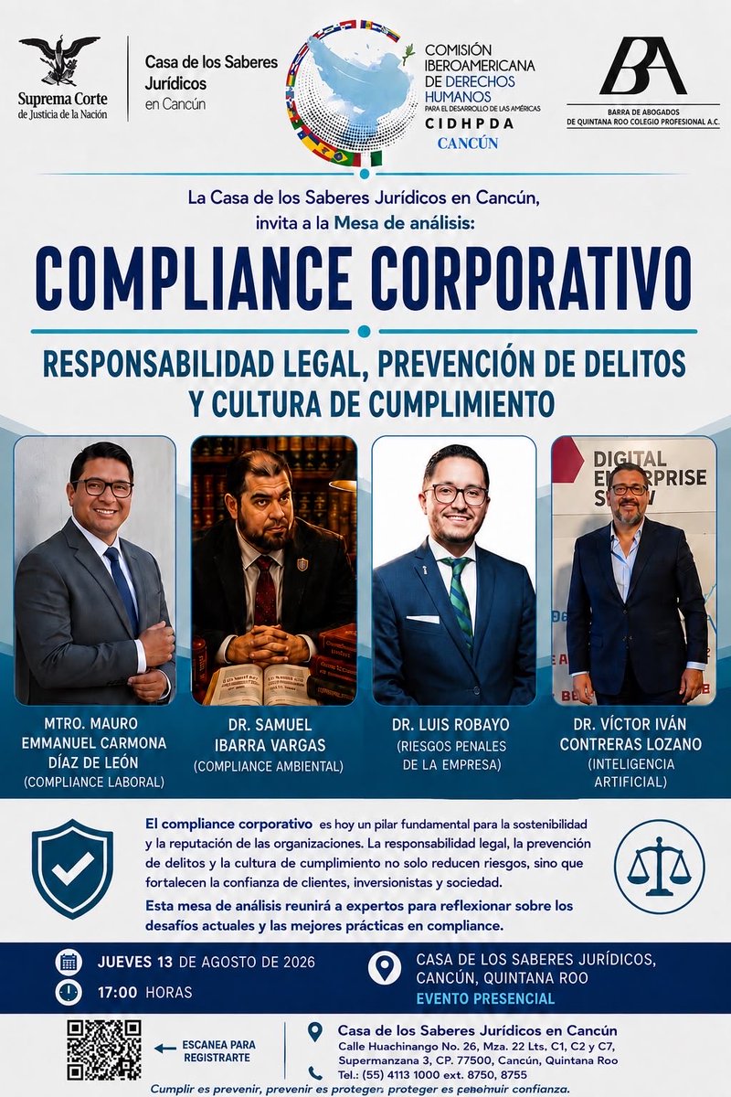 LuisRobayoMx's tweet photo. Amig@s en Cancún. Nos vemos el Jueves a las 17:00 en la Casa de los Saberes Jurídicos - Cancún. https://t.co/aeGI05SB4h