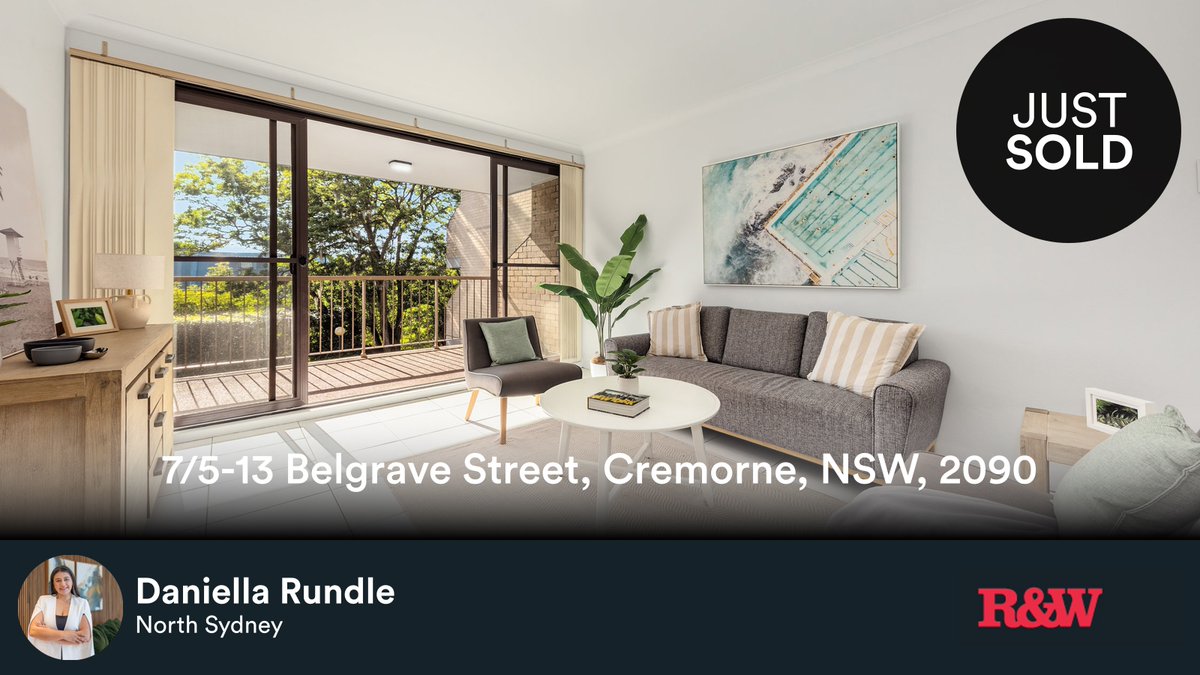 RWNorthSydney's tweet photo. ๐ 3 ๐ 2 ๐ 2
๐ 7/5-13 Belgrave Street, Cremorne, NSW, 2090
Our agentโs latest sale on RateMyAgent
https://t.co/amNFw9SZox
...
#ratemyagent #justsold #proudlysold #realestate #rwns #rwnorthsydney #proudlyrandw https://t.co/wgdMHhDjIP