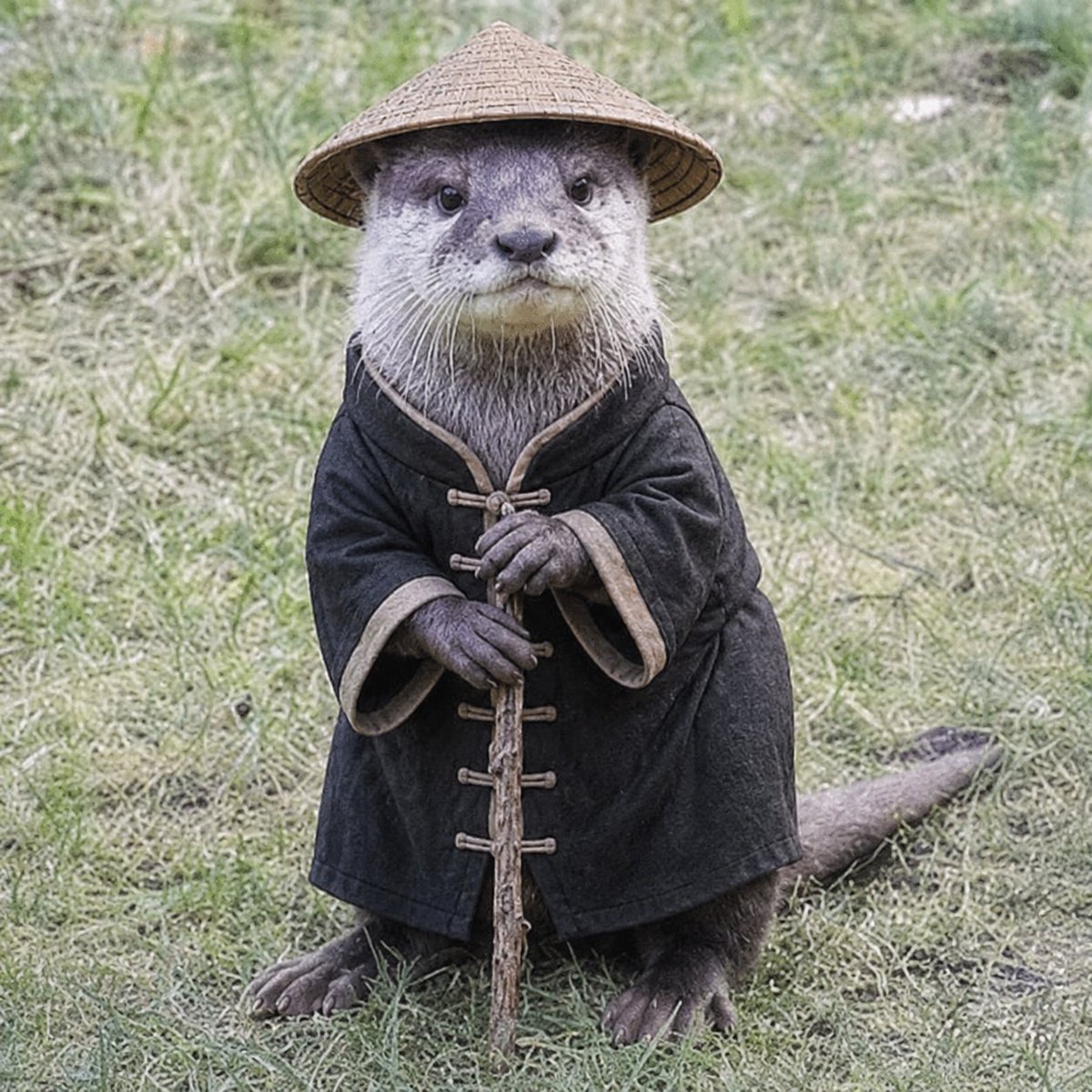 Somnicko's tweet photo. This Wise Otter is blowing up and becoming a massive meme with his unique pose with a stick: https://t.co/UZVFxy9lb7

People are comparing him to famous characters such as Yoda, Master Oogway and Gandalf the Grey

It was also super viral on Reddit: https://t.co/bzHfeXt4kx

The comments are full of memes.
