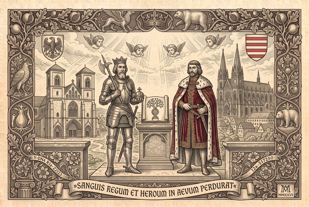 UOcepek's tweet photo. 👑🧬⚔️Mislil sem, da je bila povezava z vladarsko hišo Aba že vrhunec ... nato pa sem odprl zadetke za dinastijo Árpád, ki je utemeljila ogrsko kraljestvo! In z dvema pomembnima kraljema si delim potrjen DNK. 
👑 Sveti Ladislav (Kralj Ladislav I.; vzorec SZTL)
Genetska razdalja: 10.876 (Top 1% — 99 % bližje kot ostali uporabniki!): velja za enega največjih ogrskih narodnih junakov, viteškega kralja, zakonodajalca in svetnika, ki je utrdil državo ter razširil njen vpliv.
👑 Kralj Bela III. (vzorec BelaIII)
Genetska razdalja: 14.008 (80 % bližje kot ostali): velja za močnega in vizionarskega monarha, ki je vladal na vrhuncu moči dinastije Árpád, uvedel kraljevi pisarniški sistem ter zgradil mogočno gotsko in romansko prestolnico v Székesfehérvárju.
Očitno moram ponovno obiskati Budimpešto. ;) Sem pa že obiskal tudi relikvije Svetega Ladislava v vilniški katedrali (Vilna, Litva). 👑🧬⚔️ #DrUkiTuki
