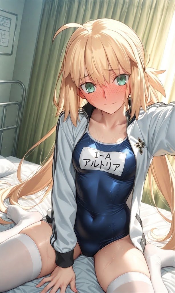 MeryuHina's tweet photo. おはこんのアルキャス(´∀｀*)ｳﾌﾌ
スク水姿で自撮りです😊
#castoria
#アルトリア·キャスター https://t.co/tiMspaYxZX