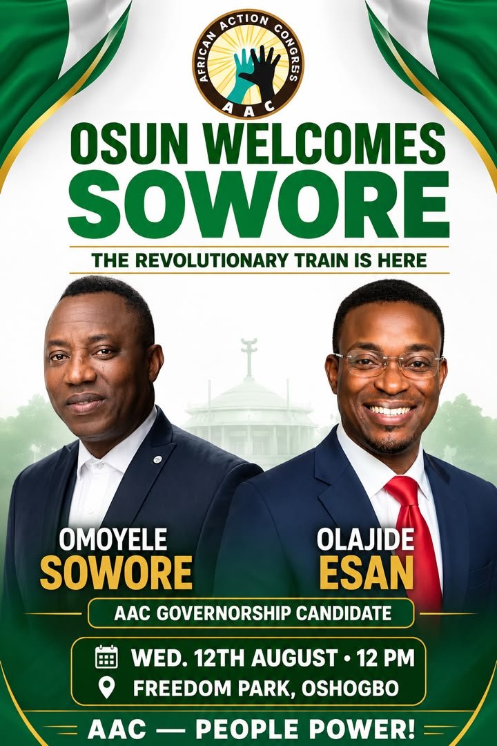 AlozieSpeaks's tweet photo. @aacparty governorship candidate Comrade OlaJide Esan is here to reset Osun state for good.
Vote Revolution. Vote Accountability. Vote Justice. Vote Peace & Progress. Vote a new begining. Vote OlaJide Esan.
#OsunDecides #OlajideEsan2026
#Sowore2027 #RevolutionNow #TakeItBack https://t.co/zHXSQmeru1