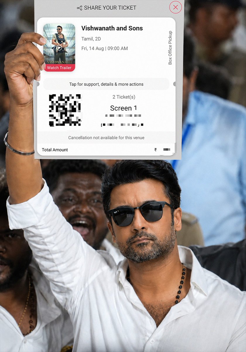 SuriyaFansClub's tweet photo. Blockbuster reports 🏆

We are winning again. Gear up 🔥

#VishwanathAndSons https://t.co/Ris1kyL0mu