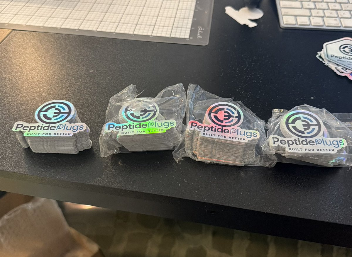 PeptidePlugs's tweet photo. We love small business and supporting them any way we can. One of our customers took the initiative to send us some samples and we placed a small order to see how these will fit in our packaging. Hope to include stickers in every shipment in the future. Thanks Taylor! https://t.co/PWALAYeBOA