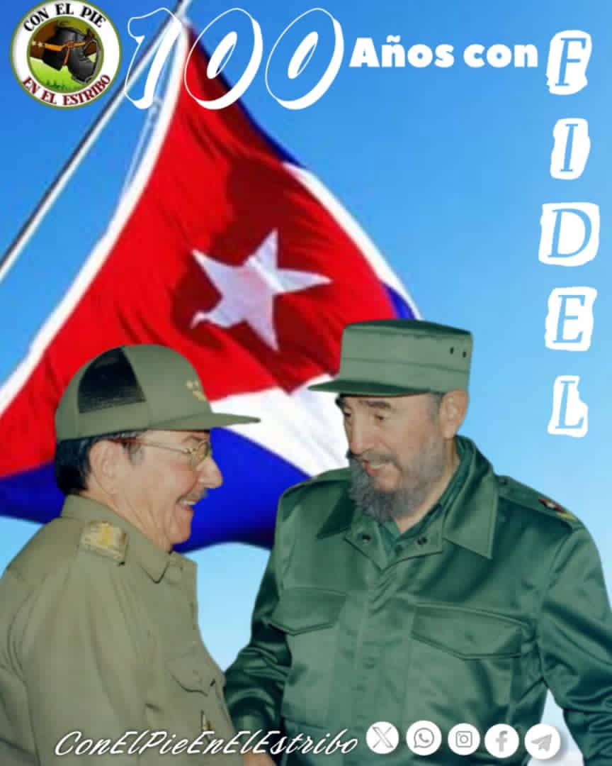 PieEnElEstribo2's tweet photo. A 1 día de cumplir los #100AñosConFidel recordemos las palabras de nuestro presidente @DíazCanelB 
“Pensemos en Fidel, en sus ideas (...),como una manera de alimentar ese genuino sentimiento de perpetuar por siempre su presencia e/t nosotros”
#FidelEsFidel 
#ConElPieEnElEstribo https://t.co/Jr7XT2zoZG