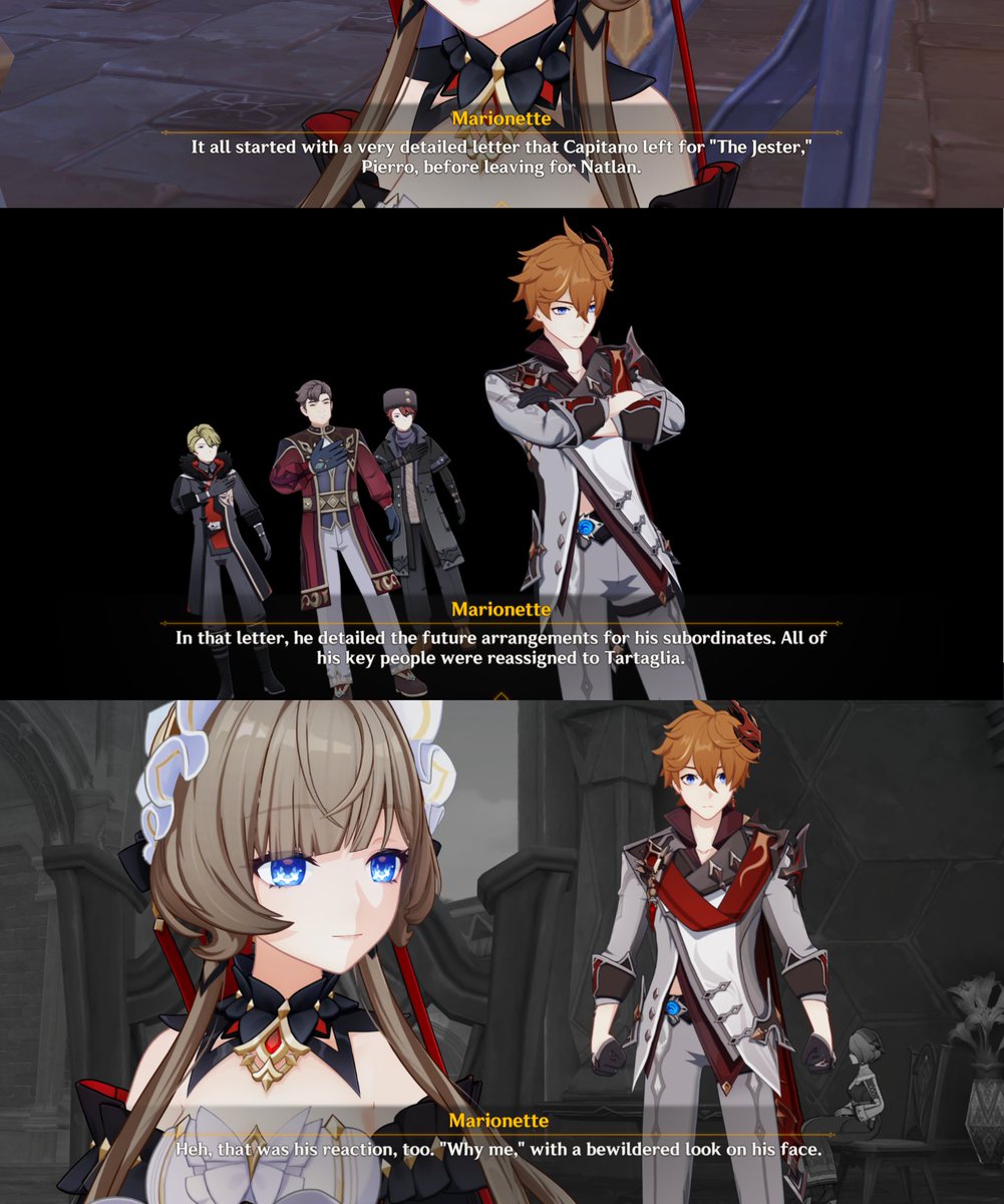 fontainecakes's tweet photo. // SNEZHANYA ARCHON QUEST SPOILERS

I'M MALFUNCTIONING. WHAT DO YOU MEAN TARTAGLIA INDEED THOUGHT CAPITANO LOOKED DOWN UPON HIM??? AND EVERYBODY KNEW HE RESPECTED HIM EXCEPT TARTAGLIA??? AND CAPITANO WAS "FURIOUS" OVER LIYUE???? THIS CAPITARU HEARTBREAK SUPERNOVA???? 😭😭😭 https://t.co/b6QtcUyjtJ