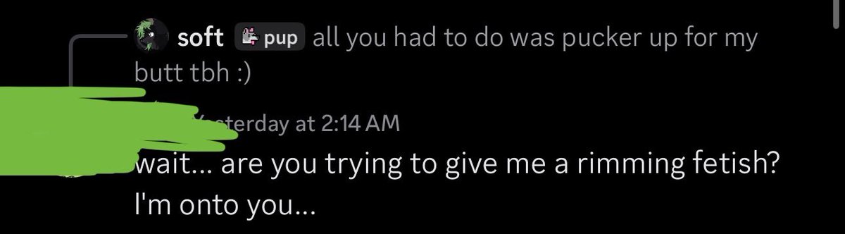 notsoftforwork's tweet photo. "Are you trying to give me a rimming fetish?" 

Whaaaat?  No way! It's totally normal for you to get all squirmy when i remind you that your first kiss will always be with a butthole :) thats like, super common! https://t.co/himb646rxj