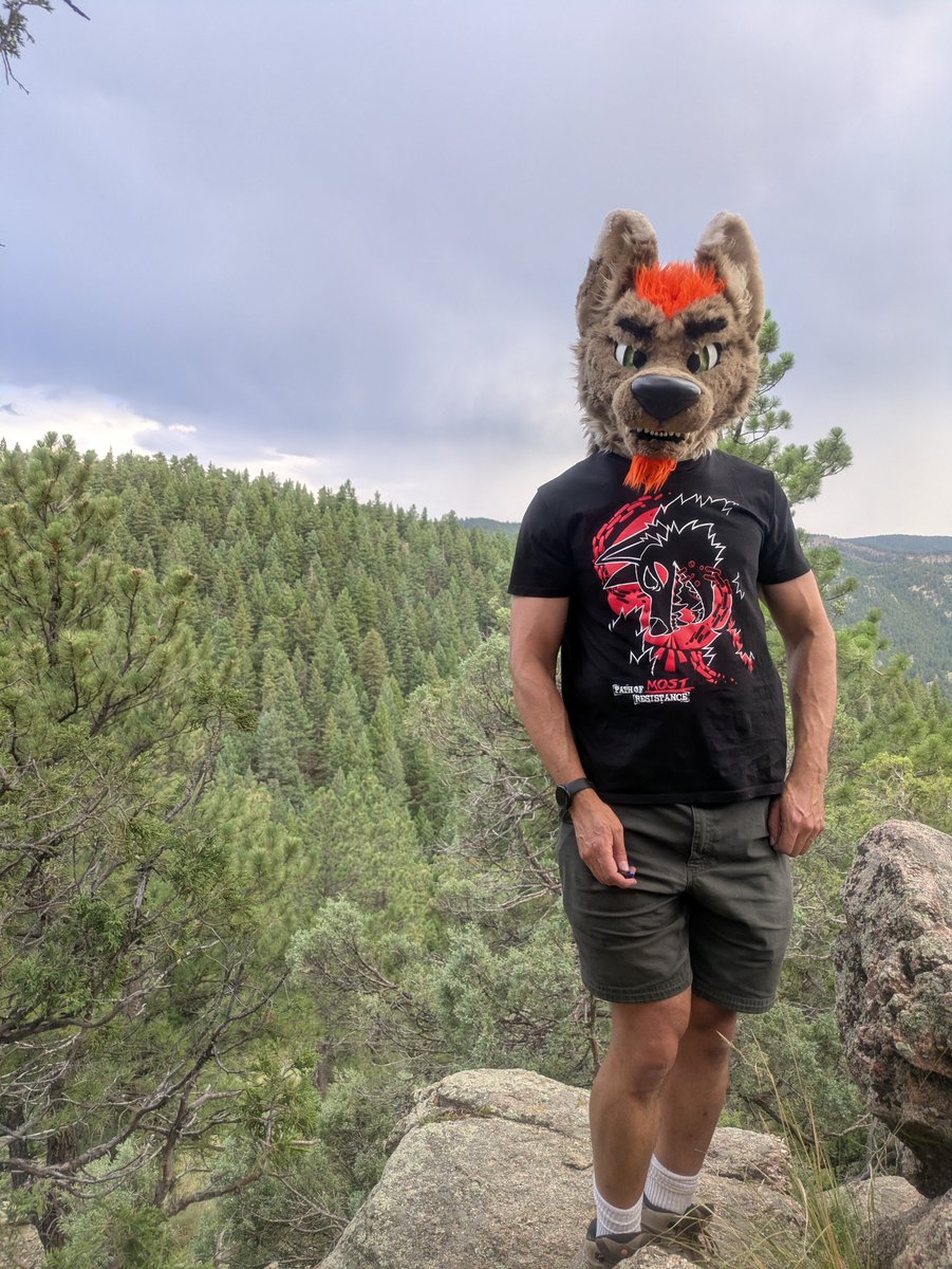 arrowt's tweet photo. A couple of weeks ago I went out to take some nature photos in the hills above Boulder with my tripod and fursuit head mostly as a proof of concept, and actually? They came out well enough to post. You can see me clicking the shutter in every photo. Hooray?! https://t.co/B27IS2lL4U