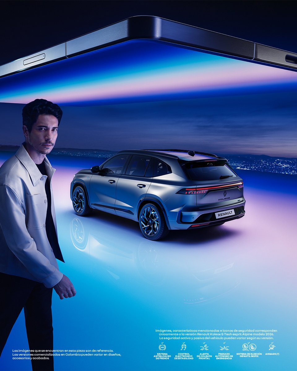 Renault_Co's tweet photo. descubre el diseño��deportivo de #Renault #Koleos #fullhybrid #ETech, un elegante y estilizado exterior: 4,77 metros de longitud, parrilla distintiva, rines de aluminio con corte de diamante y trasera de luces con diseño minimalista https://t.co/CLrjbkHPKZ