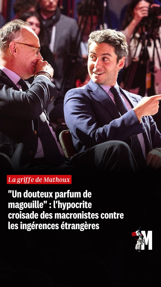 MarianneleMag's tweet photo. "Un douteux parfum de magouille" : l'hypocrite croisade des macronistes contre les ingérences étrangères
➡️ https://t.co/IqlRi97l80 https://t.co/UcQa0hvB2H