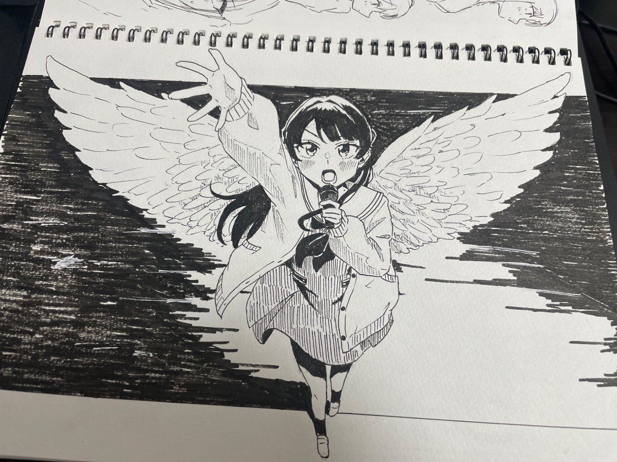 kanzakigou01's tweet photo. 私のアナログ絵と模写見て https://t.co/zw571jw8VP