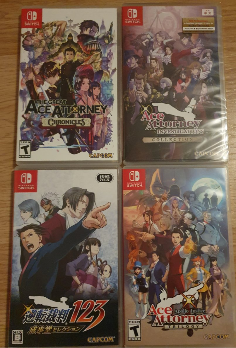 BoundaryBreak's tweet photo. Hey @aceattorneygame thanks for releasing all these game physically.

Meant a lot to me as a fan who loves this series https://t.co/oeHuB2UOxL