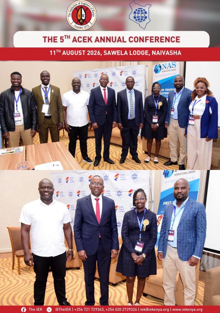 TheIEK's tweet photo. *11/8/2026*- The ACEK Conference -  IEK President-Elect Eng.  Keter attending and addressing the ACEK FLC.

Joined by Eng. Jabongo, ACEK President; Eng. M’Mayi, IEK 1st Vice President-Elect; Eng. Ogallo, IEK 2nd Vice President-Elect; and Eng. Auka, CEO, IEK. https://t.co/Ui9BYxpRyh