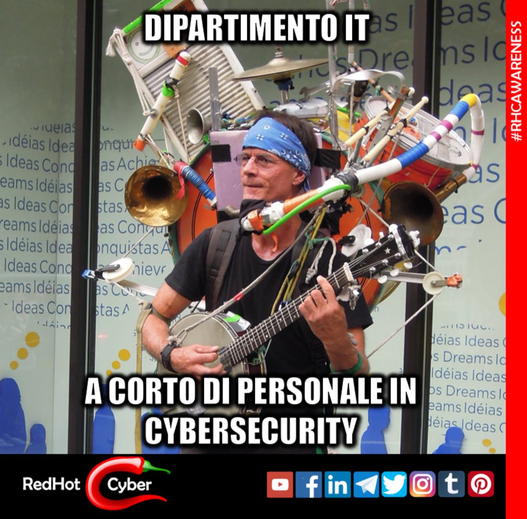 redhotcyber's tweet photo. 🎺🎸🥁 Dedicato a tutti i dipartimenti IT in cui manca personale esperto in cybersecurity!
#redhotcyber #cybersecurity #hacking #hacker #infosec #infosecurity https://t.co/bEFwav4KJI