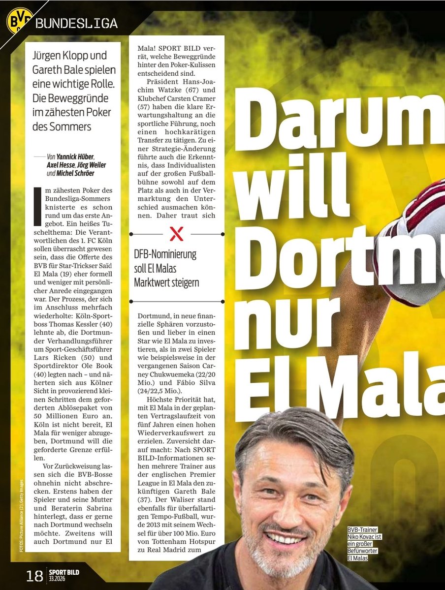 BehVauBehNews's tweet photo. Beitrag aus der Sport Bild (12.08.26) 2/2
#bvb #dortmund #Bundesliga #borussia #bellingham #asllani #FIFACWC #sancho #FIFAWorldCup #kovac #schlotterbeck #Kovac #adeyemi #Guirassy #westfalenstadion #kicker #ChampionsLeague #reggiani #ricken #nrw #signalidunapark #reus #prates https://t.co/wpOIYiezcn