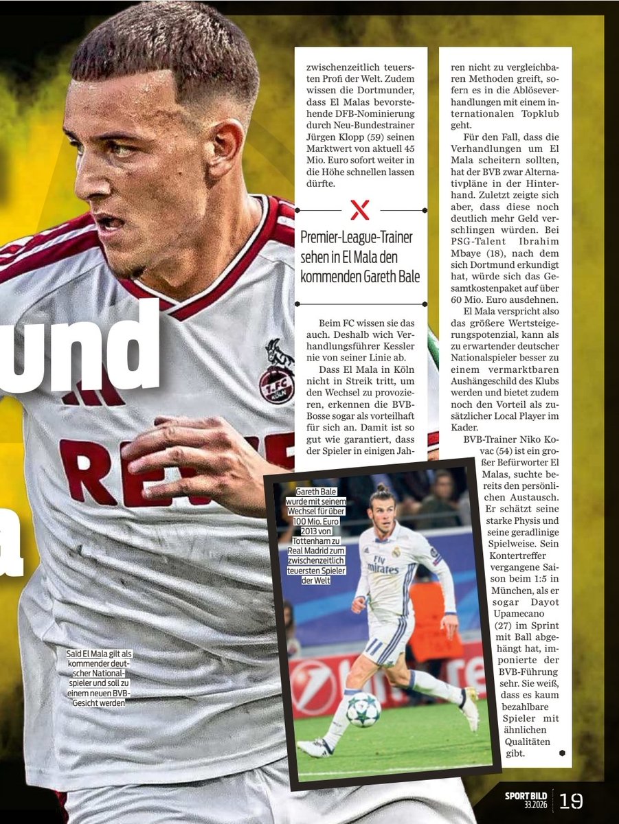 BehVauBehNews's tweet photo. Beitrag aus der Sport Bild (12.08.26) 2/2
#bvb #dortmund #Bundesliga #borussia #bellingham #asllani #FIFACWC #sancho #FIFAWorldCup #kovac #schlotterbeck #Kovac #adeyemi #Guirassy #westfalenstadion #kicker #ChampionsLeague #reggiani #ricken #nrw #signalidunapark #reus #prates https://t.co/wpOIYiezcn