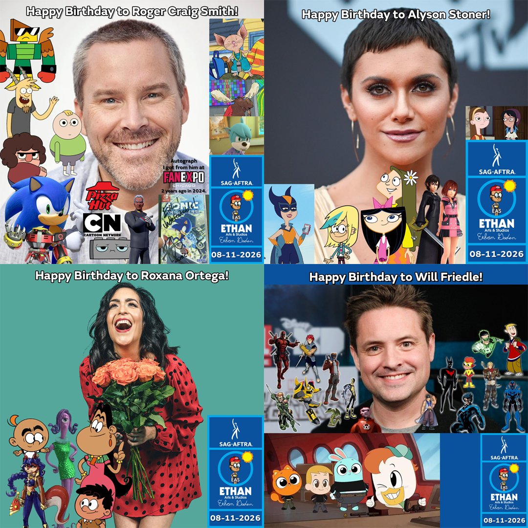 EthanAAndS's tweet photo. Happy (Late Night) Birthdays to Roger Craig Smith, Alyson Stoner, Roxana Ortega, and Will Friedle! 😀
(@RogerCraigSmith, @AlysonStoner, @roxanaortega, and #WillFriedle)
Best wishes on your birthdays tonight! 😀
#SonicTheHedgehog #TheLoudHouse #PhineasAndFerb #HappyBirthday https://t.co/TwiIRdkF6F
