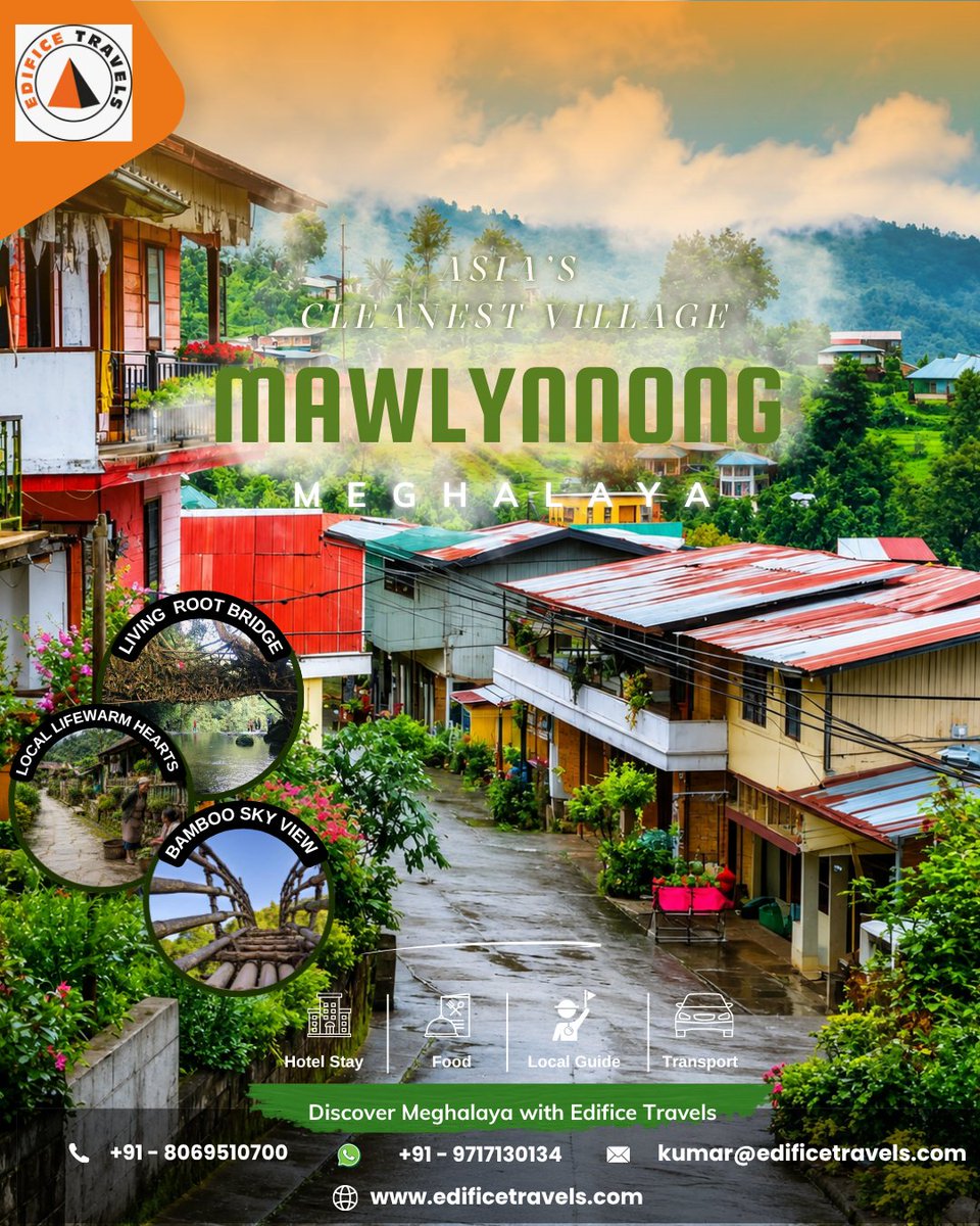 edificetravels's tweet photo. 🌿 A hidden gem where clean meets green.

Mawlynnong, Meghalaya — nature at its finest. 🍃

Follow us : @edificetravels
 Visit our website &amp; online store:  https://t.co/czTwHeZZMw 
 
#Mawlynnong #Meghalaya #EdificeTravels #happyandsafetravels #IncredibleIndia #DekhoApnaDesh https://t.co/7OxKsF2mHB