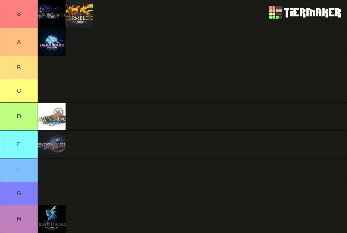 EENlX's tweet photo. my ffxiv expansions tier list https://t.co/dxQgsSKxxa