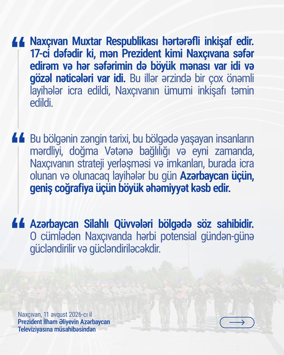 azpresident's tweet photo. Naxçıvanda Azərbaycan Televiziyasına müsahibə (11.08.2026)

https://t.co/sOTq6cDcYw https://t.co/ckP8IuBOT2
